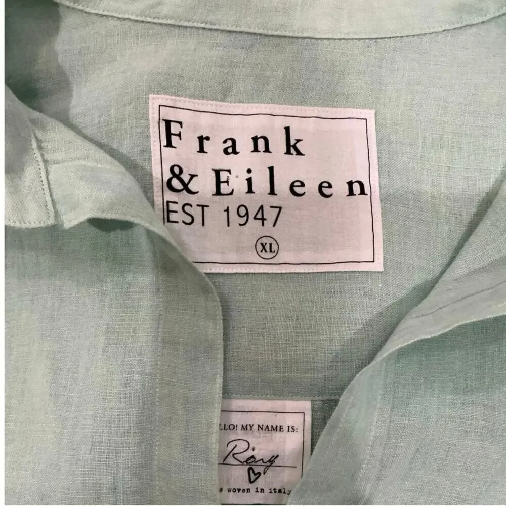 Frank & Eileen Rory Maxi Shirtdress Italian Linen‎ Seafoam Green Size XL